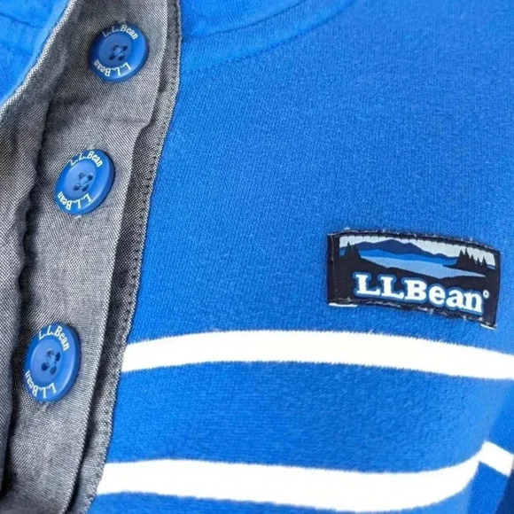L.L. Bean Blue and White Striped Sweatshirt - Picture 3 of 5